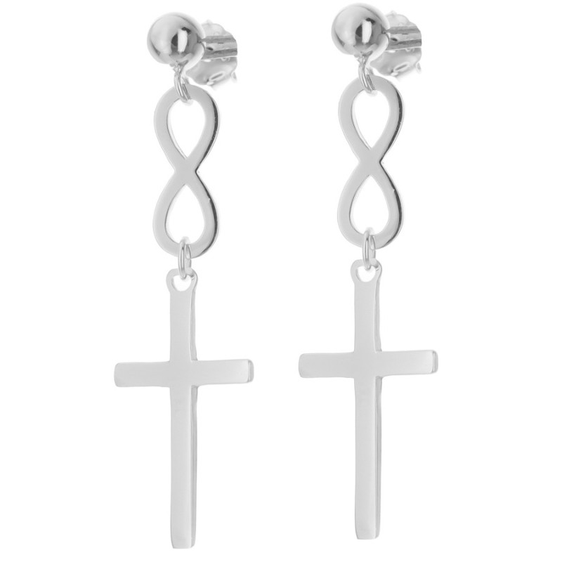 Ezüst fülbevaló - végtelen, kereszt | Argento-ekszer.hu Ezüst fülbevaló - végtelen, kereszt | Argento-ekszer.hu