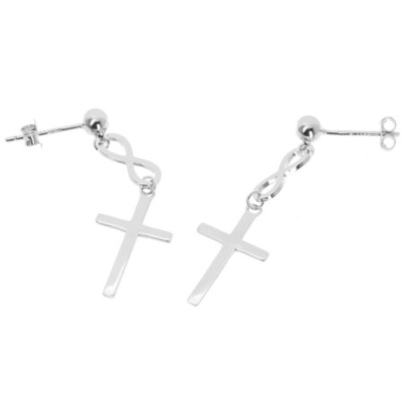 Ezüst fülbevaló - végtelen, kereszt | Argento-ekszer.hu