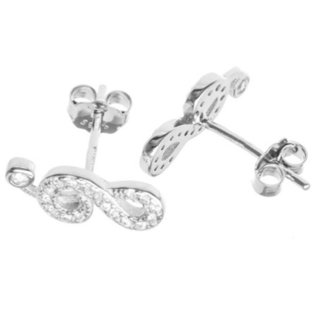 Ezüst fülbevaló - hegedűkulcs, átlátszó kerek cirkóniák | Argento-ekszer.hu