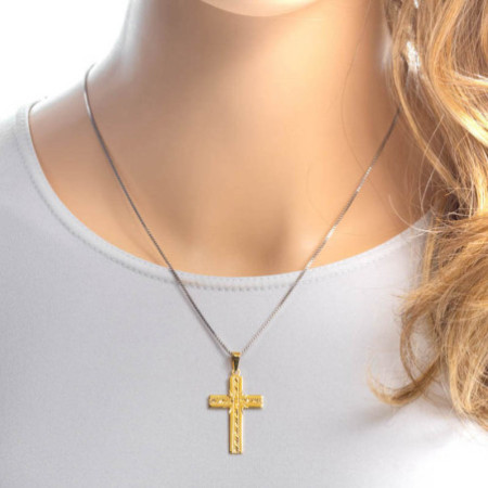 Aranyozott ezüst medál - kereszt, kézi gravírozással | Argento-ekszer.hu Aranyozott ezüst medál - kereszt, kézi gravírozással | Argento-ekszer.hu