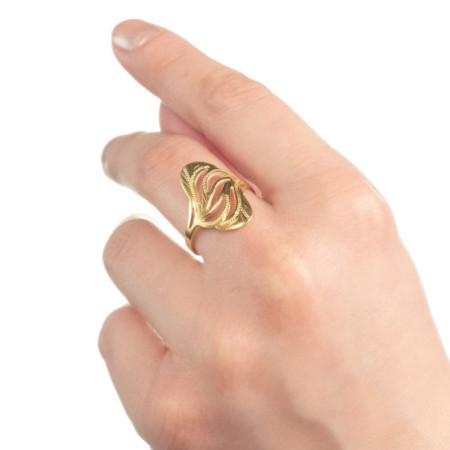 Aranyozott ezüst gyűrű - kézi gravírozással | Argento-ekszer.hu