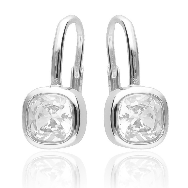 Ezüst fülbevaló - átlátszó négyzet alakú cirkónia | Argento-ekszer.hu Ezüst fülbevaló - átlátszó négyzet alakú cirkónia | Argento-ekszer.hu