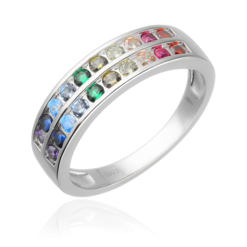 Ezüst gyűrű - színes kerek cirkóniák | Argento-ekszer.hu Ezüst gyűrű - színes kerek cirkóniák | Argento-ekszer.hu