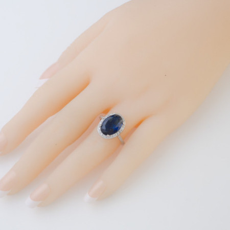 Ezüst gyűrű - átlátszó kerek cirkóniák, kék ovális cirkónia | Argento-ekszer.hu