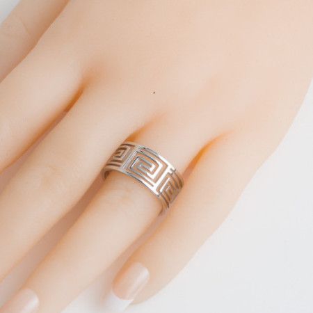 Ezüst gyűrű - karikagyűrű, görög mintával | Argento-ekszer.hu