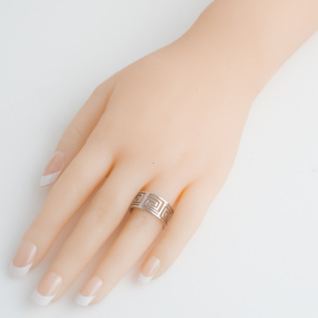 Ezüst gyűrű - karikagyűrű, görög mintával | Argento-ekszer.hu